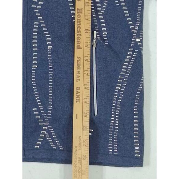 Chicos Zenergy Zip Sweater Jacket Size 0 Small Blue Silver Zip Pockets Cashmere - Picture 6 of 7